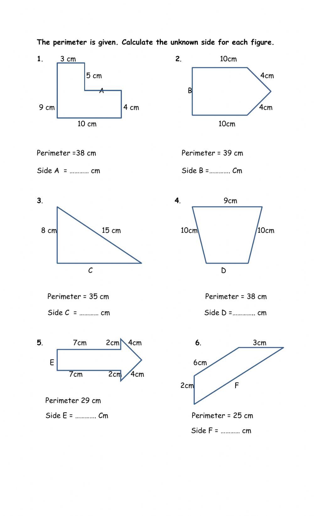 Perimeter With Missing Sides Worksheet Live Worksheets Worksheets