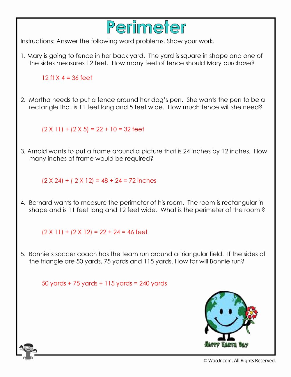 Perimeter Word Problems Worksheet By Teach Simple