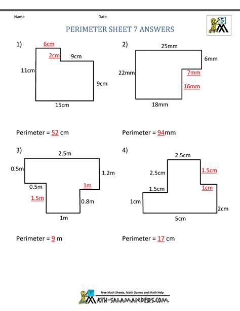 5 Perimeter Worksheets