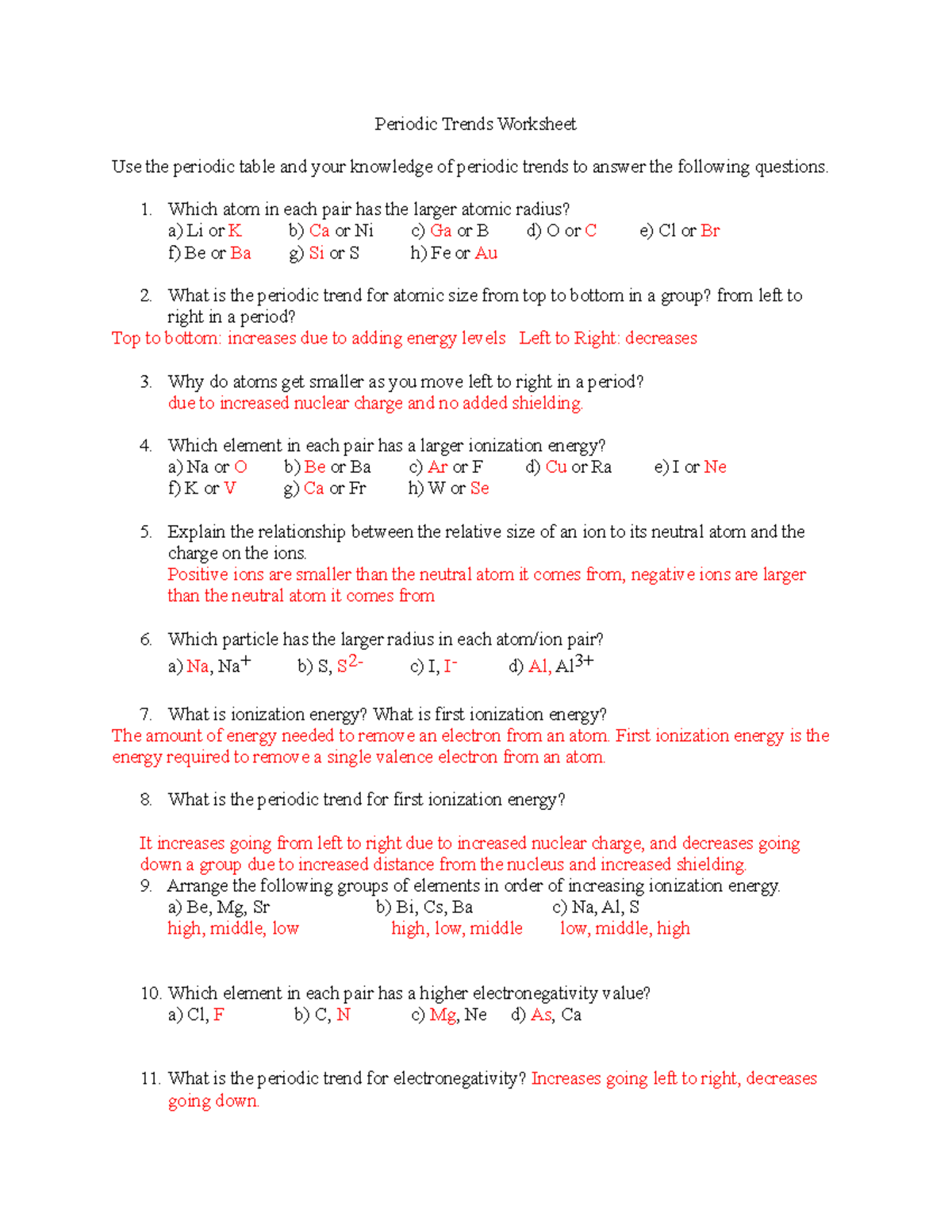 Periodic Trends Worksheets Worksheetsgo