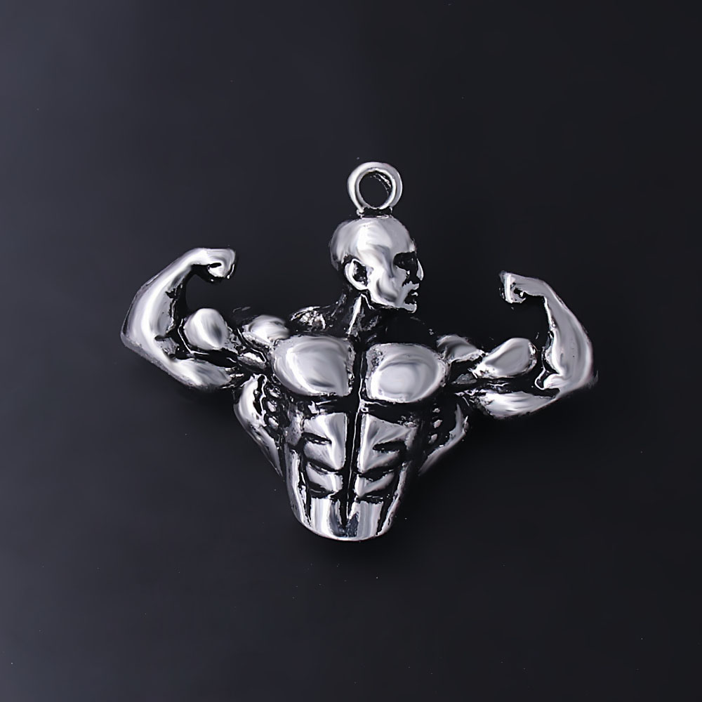 Personalized 3D Strong Muscle Hercules Metal Pendant Fit Diy Inspirational Fitness Bodybuilding