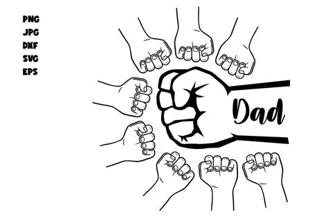 Personalized Father S Day Fist Bump Set Fathers And 2 Childs Hands Svg Father S Day Gift