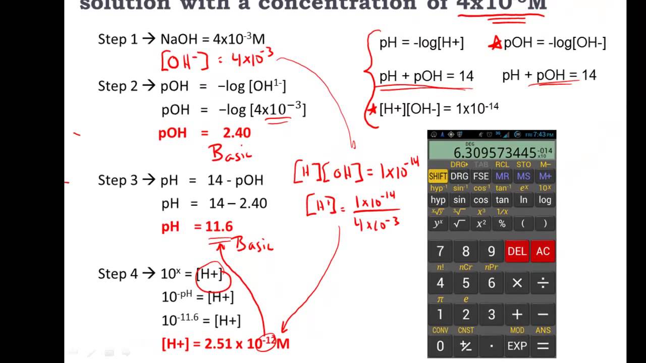 Ph And Poh Calculations Youtube