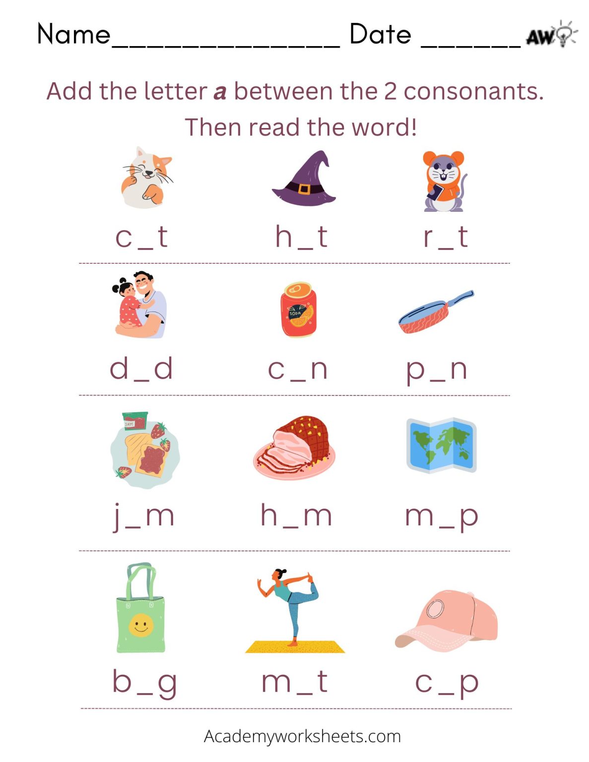 5 Fun Phonics CVC Worksheets for Kids