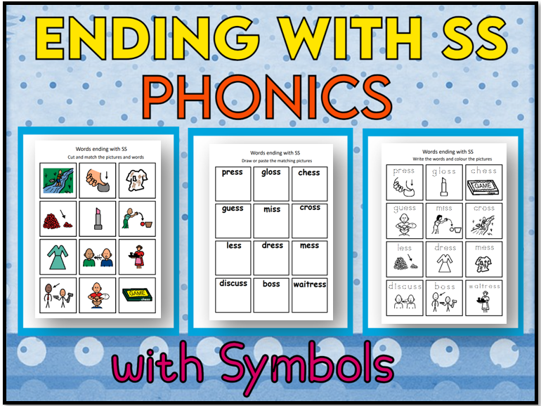 Phonics Words Ending With Ss Symbols Teaching Resources