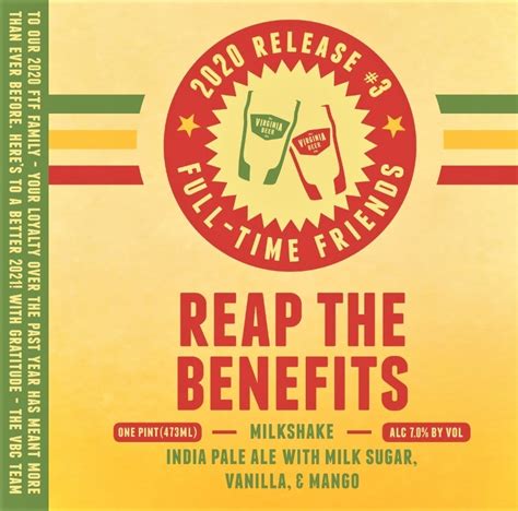 Photo Of Virginia Beer Co Reap The Benefits Beer Label