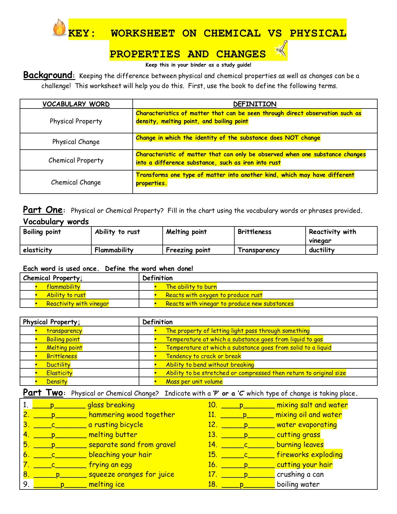 5 Key Differences: Physical vs. Chemical Changes Worksheet