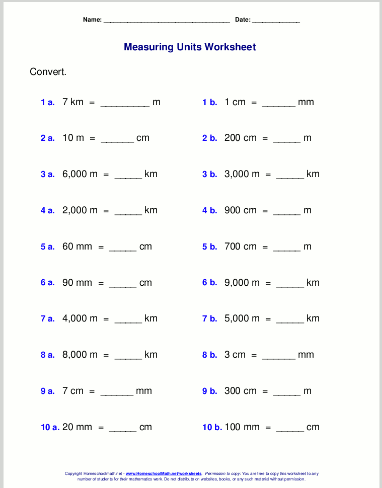 Physics Unit Conversions Worksheets