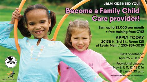 Pin By Jblm Family And Mwr On Youth Activities Family Child Care Youth Activities Free Training