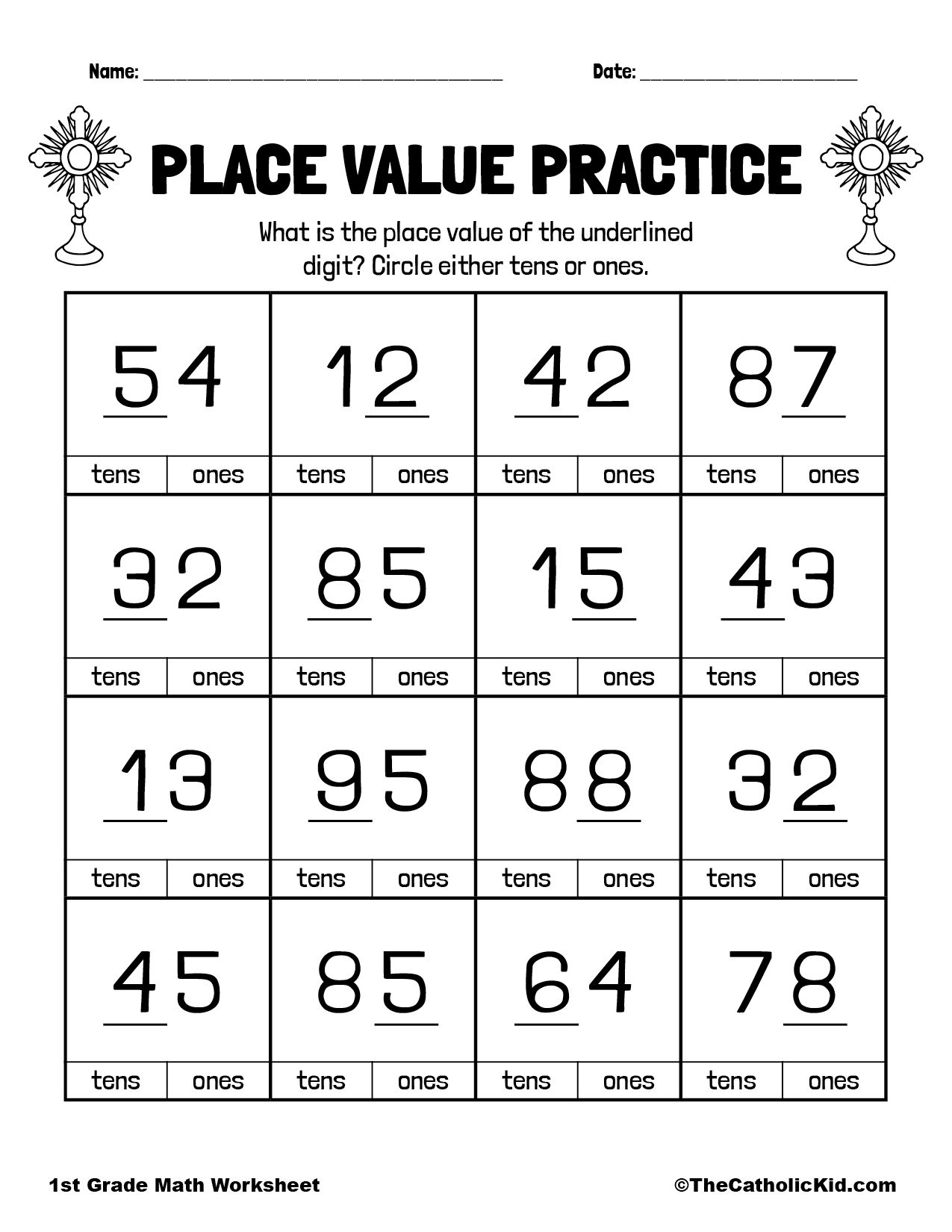 Place Value Worksheets 1St Grade With Answer Key