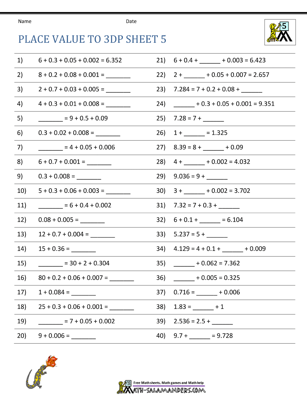 5th Grade Place Value Worksheets: Math Mastery Fun