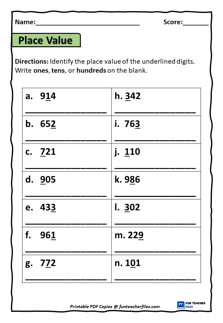 Place Value Worksheets For 2Nd Graders Online Splashlearn