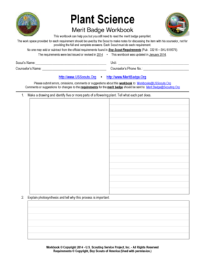 Plant Science Merit Badge Worksheet Guide for Scouts