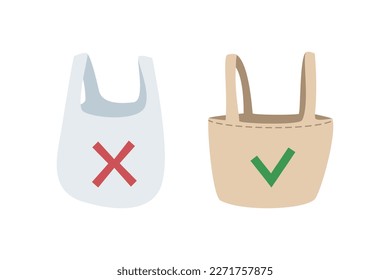 Plastic Bag Versus Ecological Tote Bag Stock Vector Royalty Free 2271757875 Shutterstock