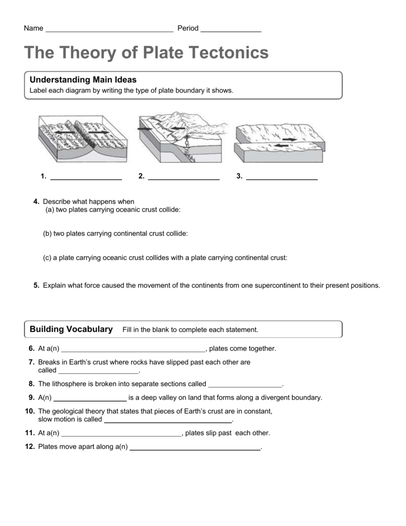 Plate Tectonic Worksheet Answers New Plate Tectonics Grade 10 Free