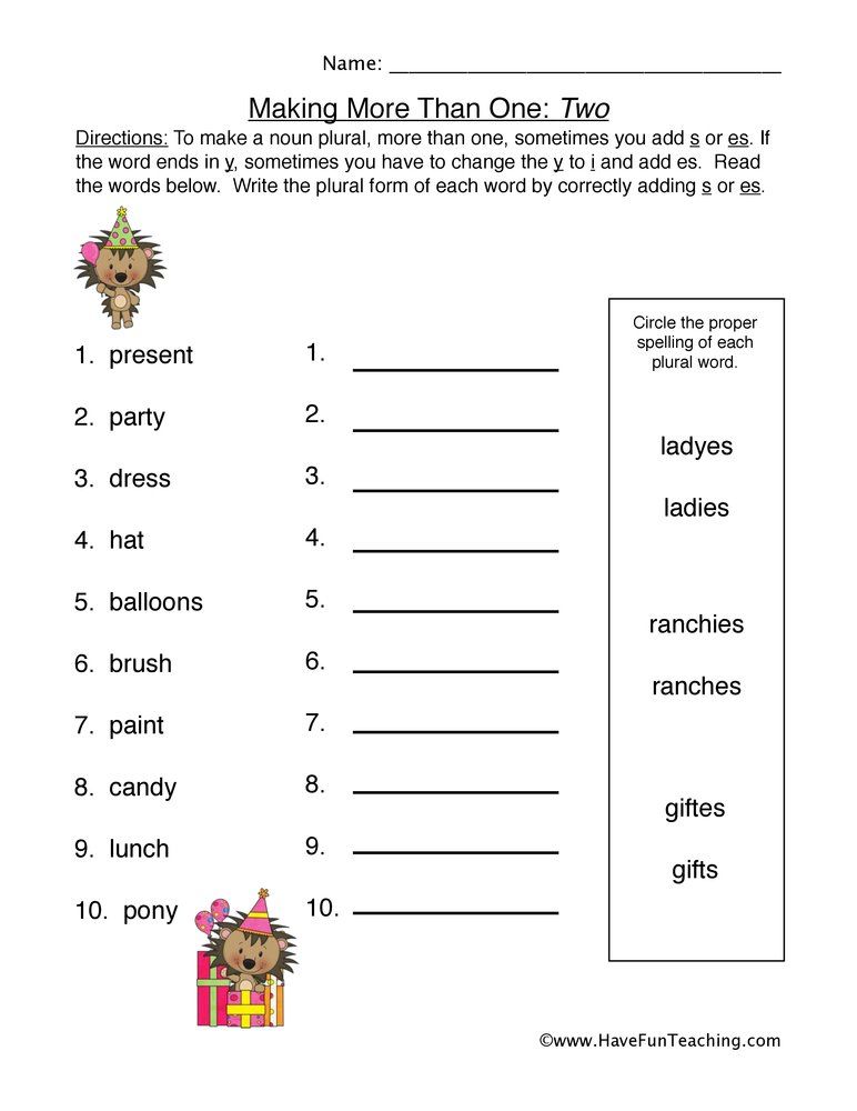 Plurals S And Es Worksheet By Liddle Minds Tpt