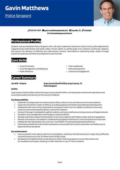 Police Sergeant Resume Example Amp Guide Get Hired