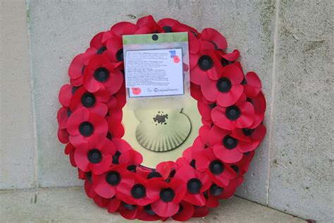 Poppy Wreath At The Naval War Memorial On Southsea Seafront At Portsmouth Lest We Forget