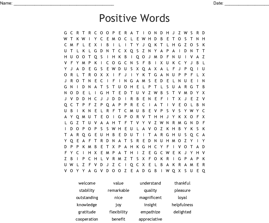 Positive Alternatives Word Search Wordmint