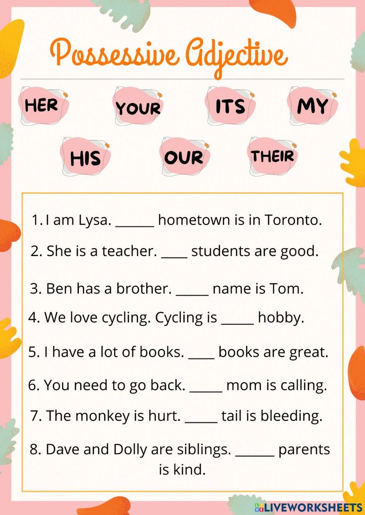 Possessive Adjectives Chart Image Readingvine