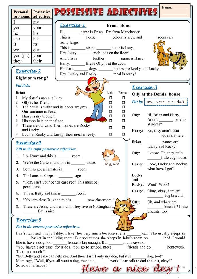 Possessive Pronouns And Possessive Adjectives Made By Teachers