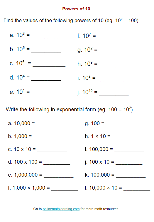 5 Effective Tips for Powers of 10 Worksheets