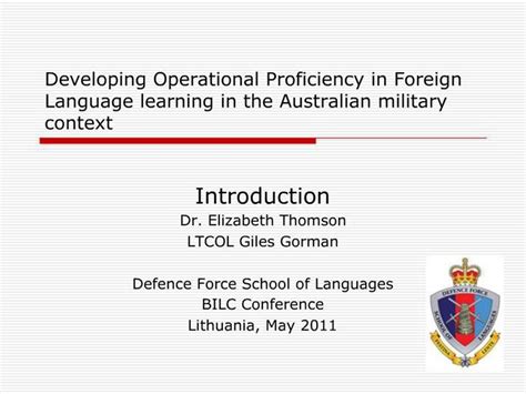 Ppt Developing Operational Proficiency In Foreign Language Learning In The Australian Military