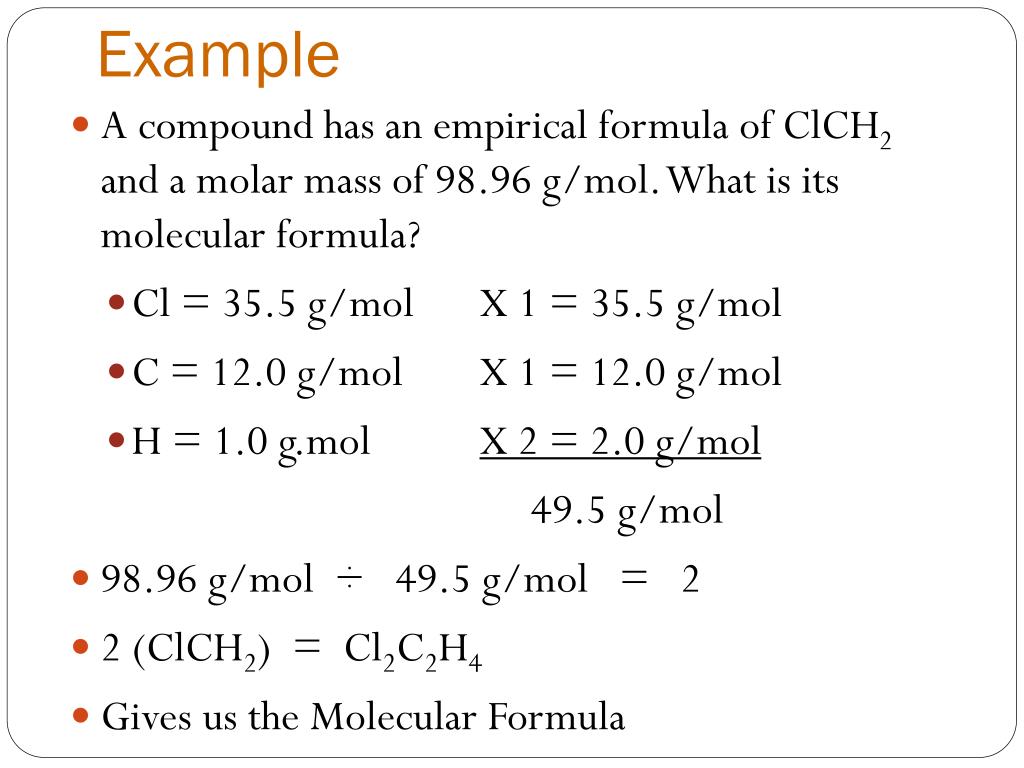 Ppt Empirical And Molecular Formula Notes Powerpoint Presentation