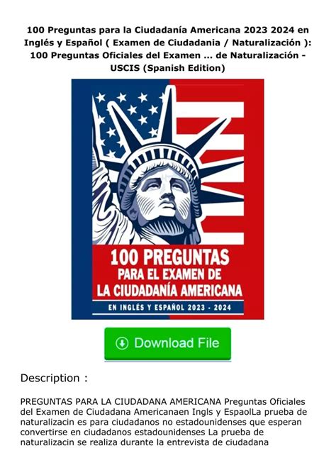 Ppt Pdf Full Download 100 Preguntas Para La Ciudadan A Americana 2023 2024 En I Powerpoint