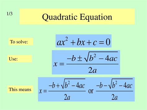 Ppt Solving Quadratic Equations Using The Quadratic Formula Powerpoint Presentation Id 5446216