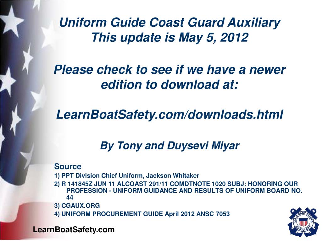 Ppt Uniform Guide Coast Guard Auxiliary 2012 By Tony And Duysevi Miyar May 5 2012 Powerpoint