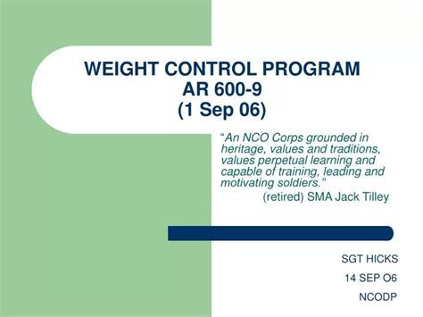 Ppt Weight Control Program Ar 600 9 1 Sep 06 Powerpoint Presentation Id 615697