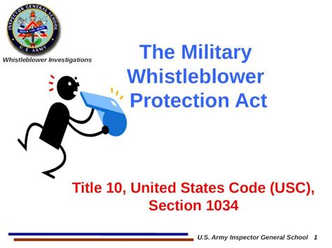 Pptx Whistleblower Investigations U S Army Inspector General School 1 The Military