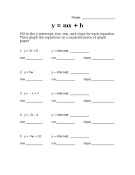 Practice A Y Mx B Worksheet