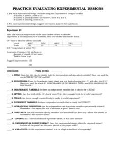 Practice Evaluating Experimental Designs Worksheet For 8Th 11Th Grade