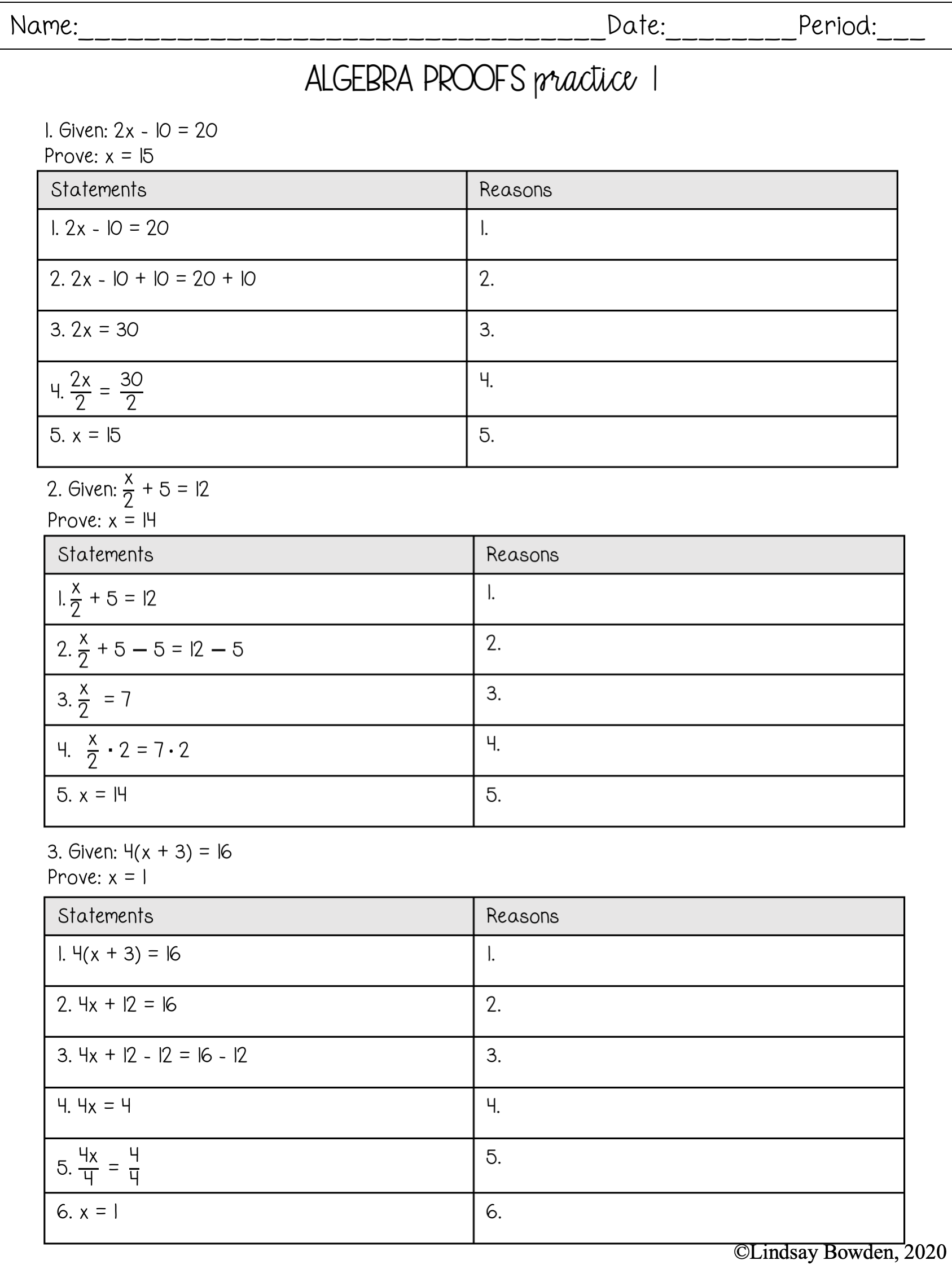 Master Geometry Proofs: Free Practice Worksheet