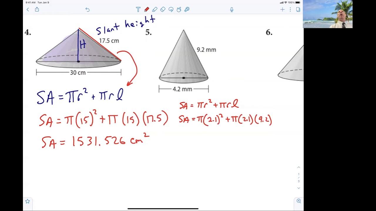 Pre Algebra Surface Area Of Pyramid And Cone Youtube