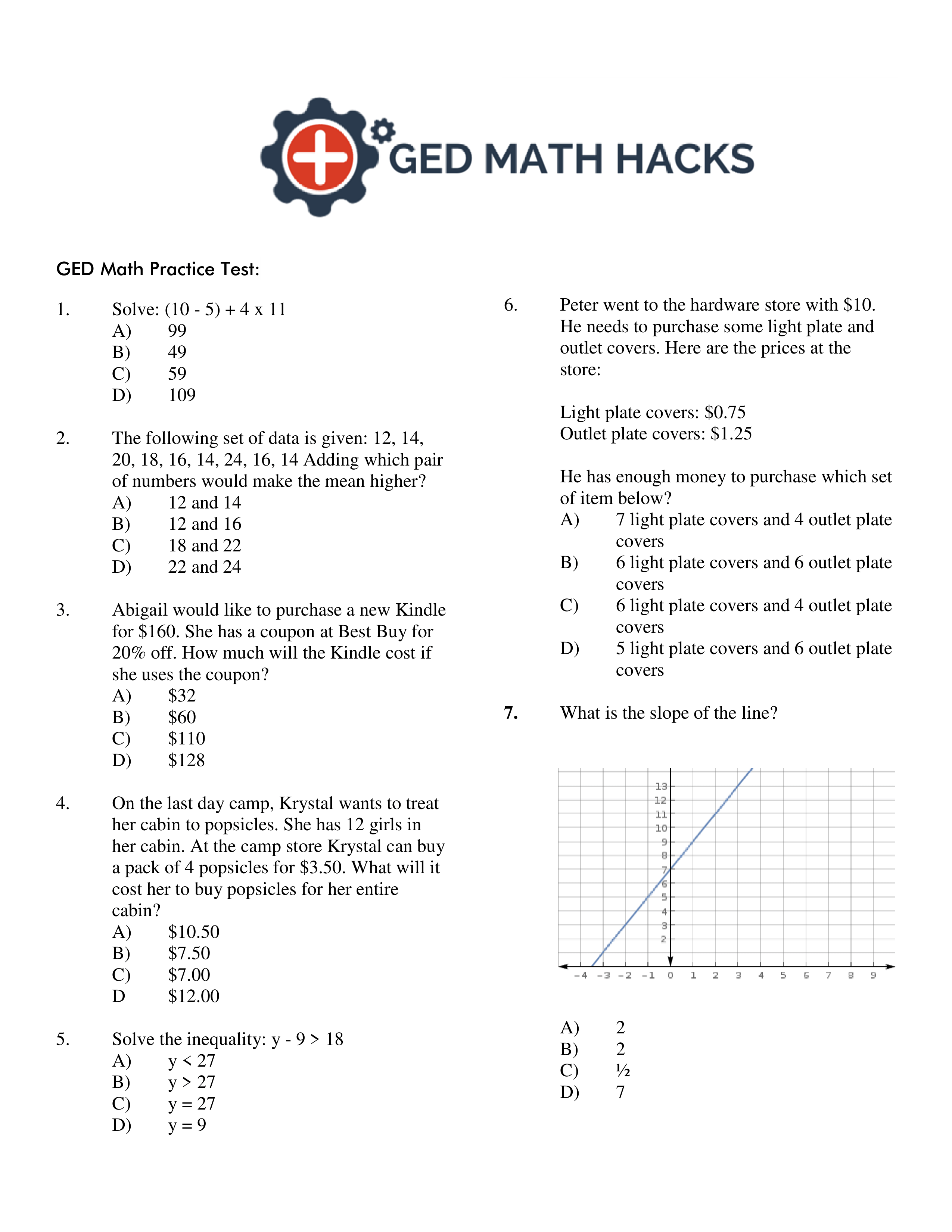 Pre Ged Test Printable