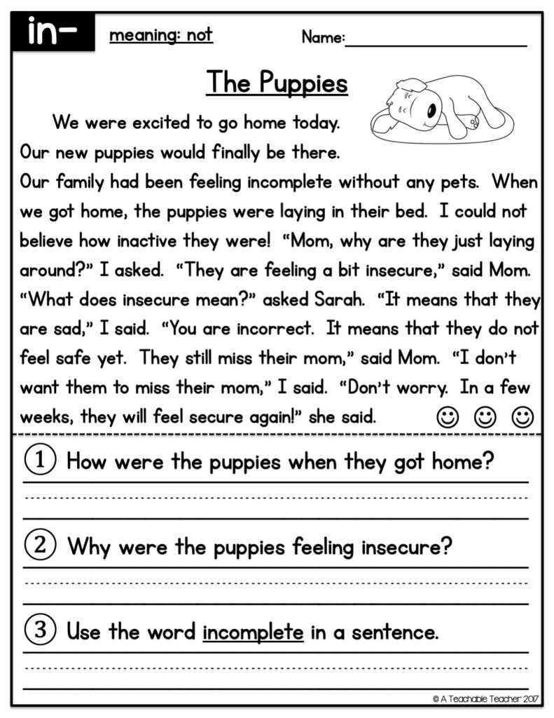 Prefixes And Suffixes Workstation Activity And Reading Comprehension