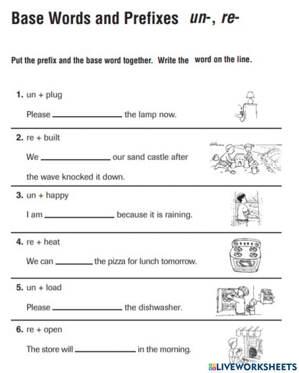 Prefixes Re And Un Worksheets Teaching Second Grade