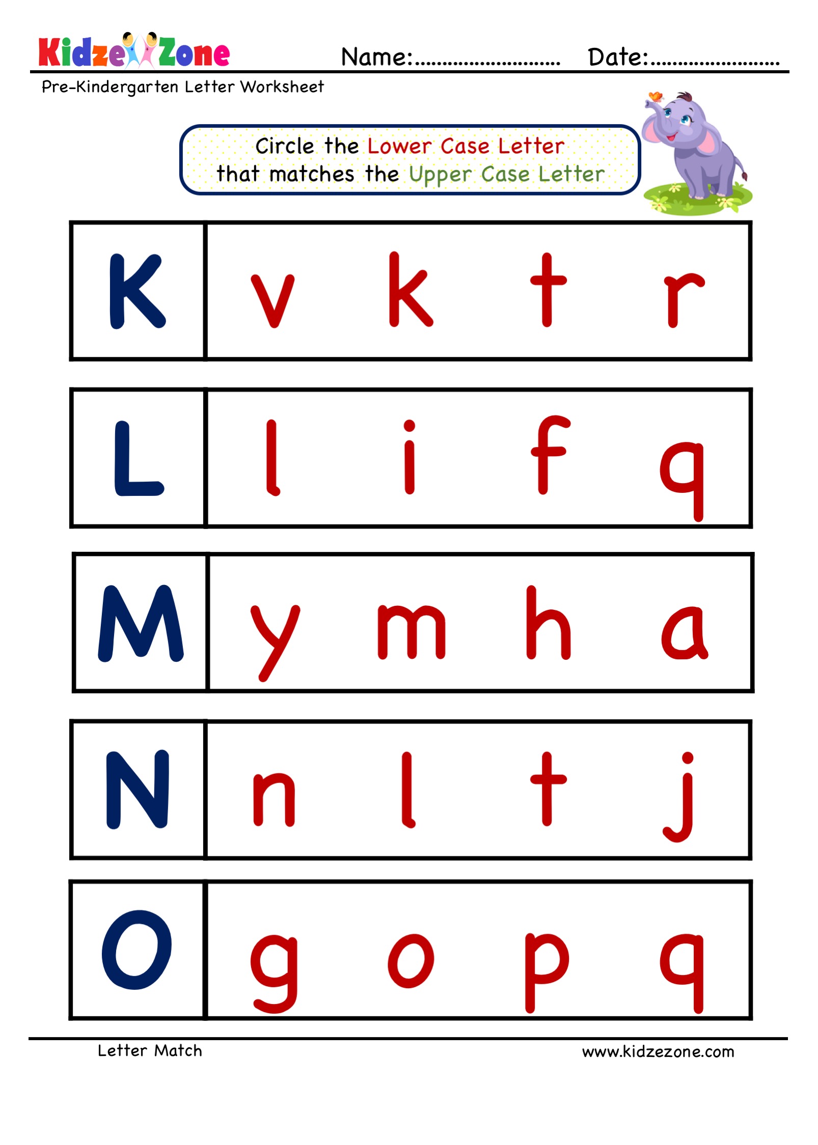 Prek A To Z Letter Matching Worksheet Match Uppercase To Lowercase