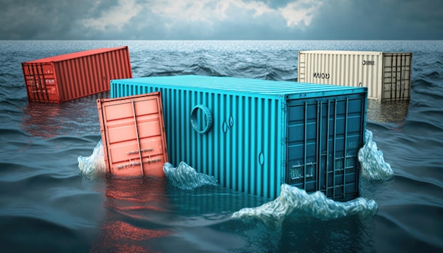 Premium Photo Three Shipping Containers Are Floating In The Water