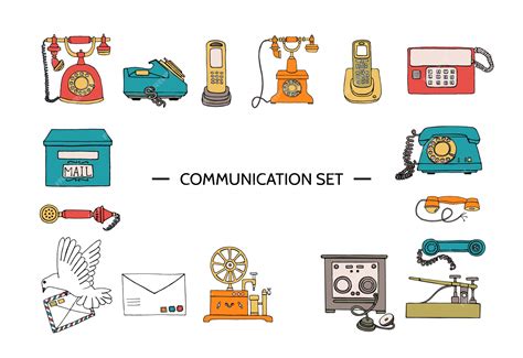 Premium Vector Vector Vintage Means Of Communication Set