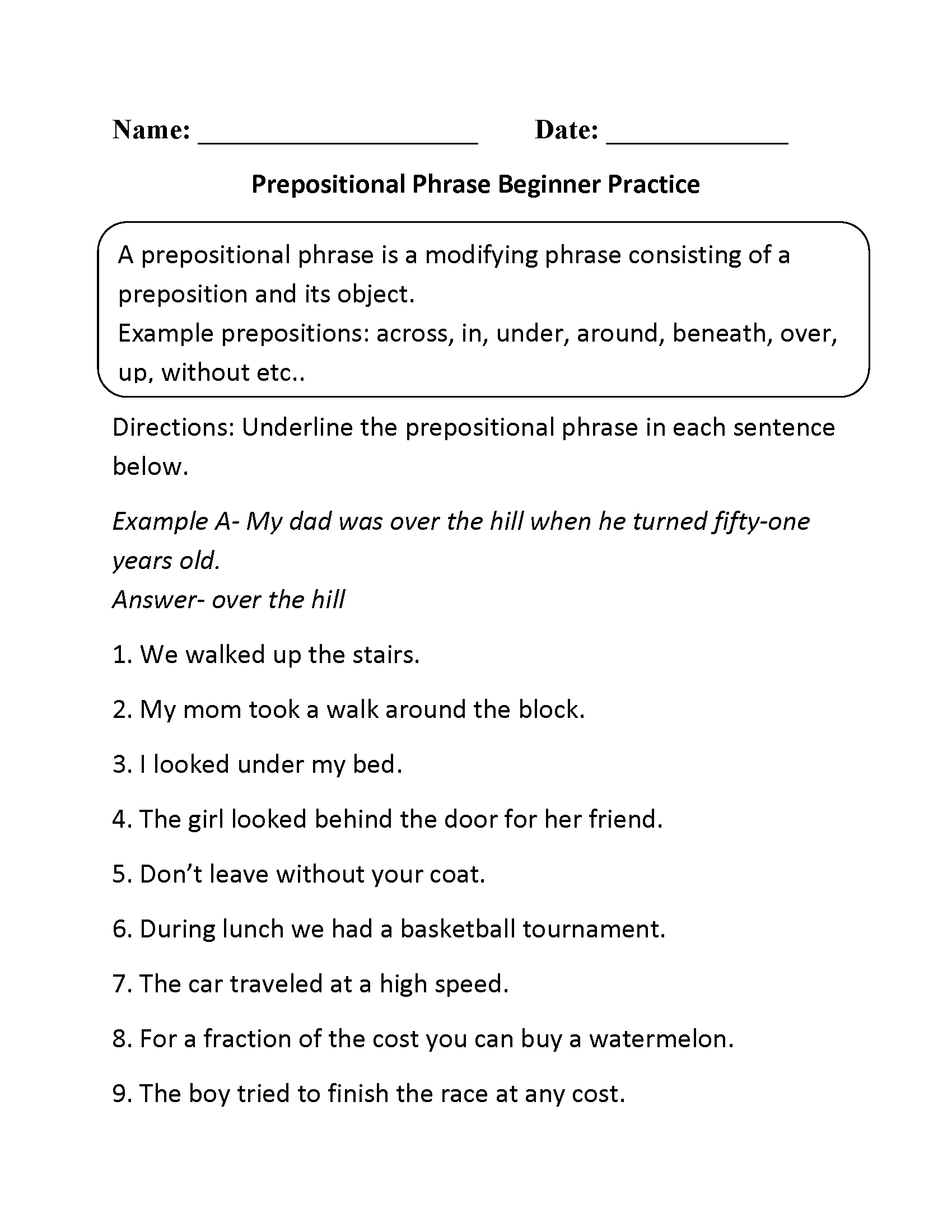 Prepositional Phrases Worksheet: Boost Your Grammar Skills Now