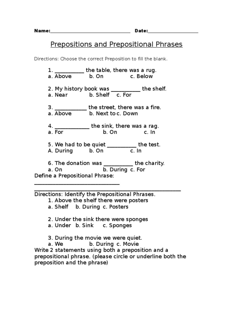 7 Fun Prepositional Phrases Activities for Kids