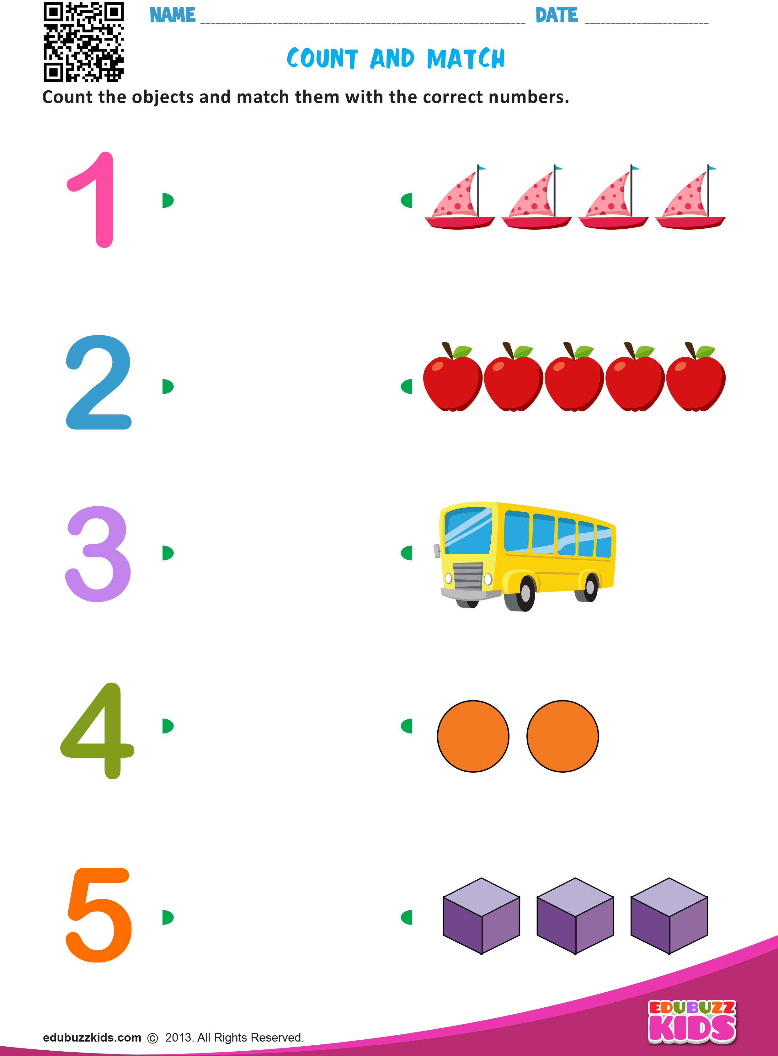 Preschool Numbers Matching Worksheet Numbers Preschool Math