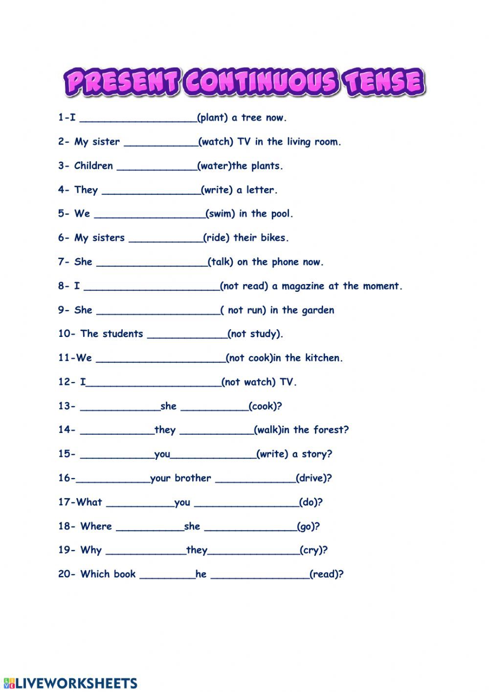 Present Continuous Online Exercise For Juniors