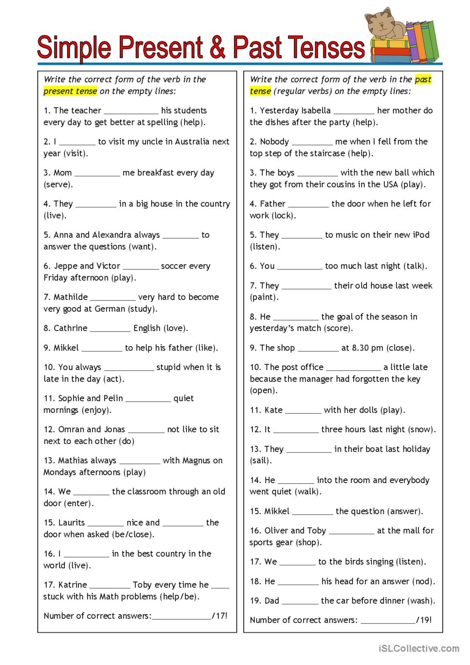 Present Past Tense Simple Or Progressive Esl Worksheet By Erkg1959