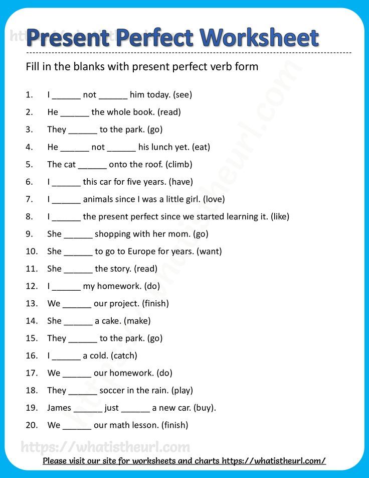 Present Perfect Tense Worksheet 1