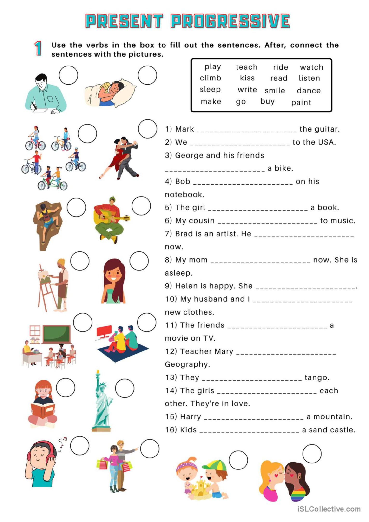 Present Progressive Grammar Practice Esl Worksheet By Williamcespedes507